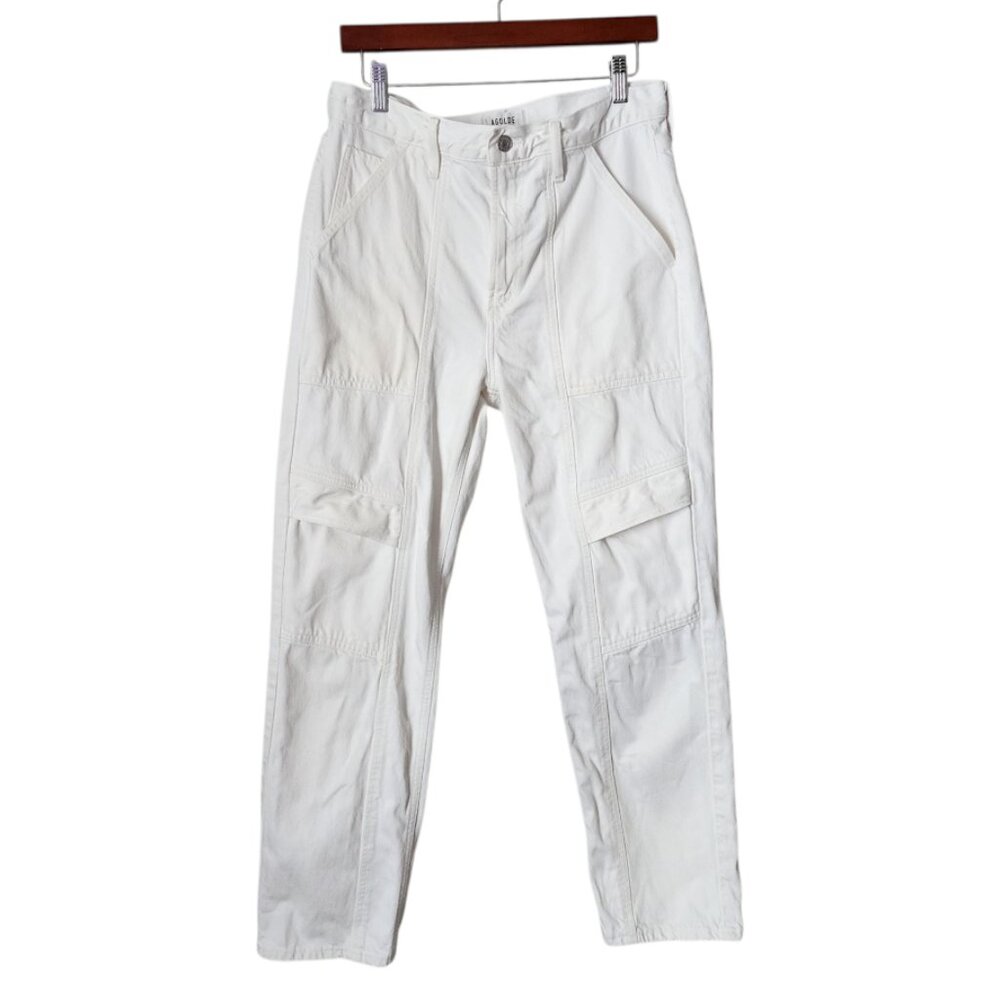 AGOLDE Cooper Cargo Jeans Milkshake White Size 28 Wide Leg Utility Pants